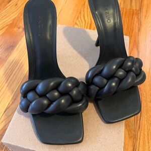 Mango Black Braided Heels